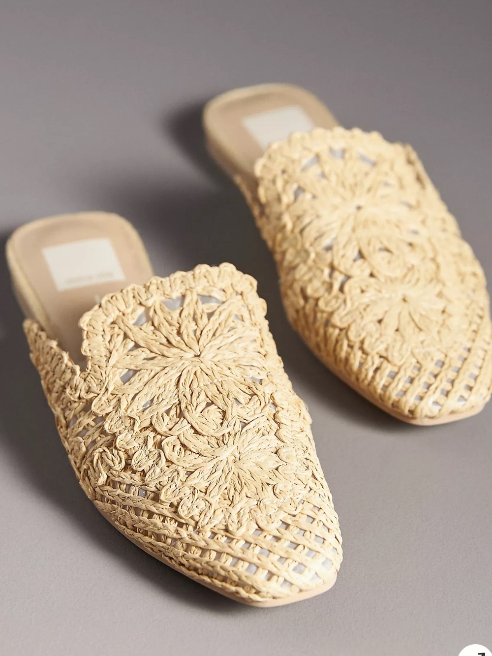 Dolce Vita Diya Woven Raffia Mule Flats Cream size 8